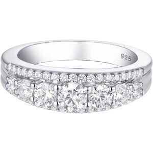 🆕 Women White Eternity Ring Wedding Band Sterling Round Cubic Zirconia Jewelry